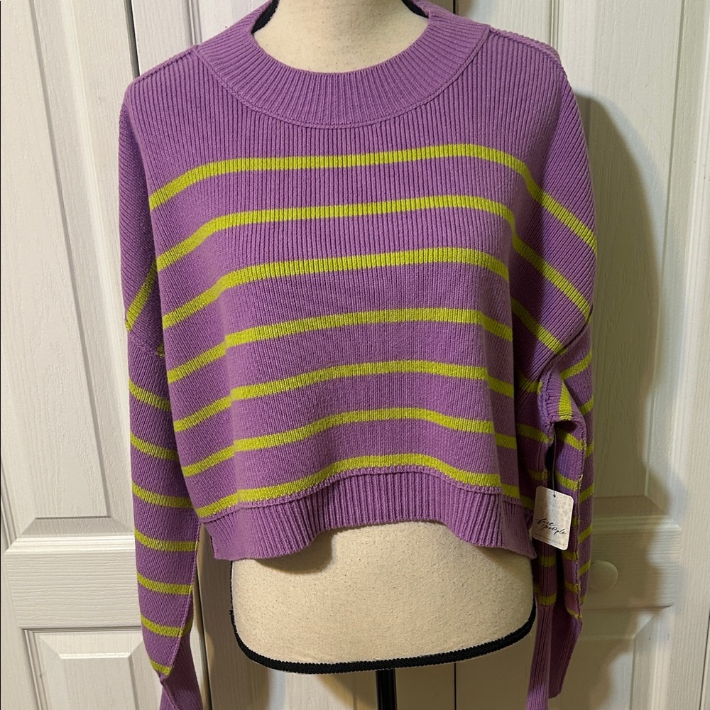 Striped Purple and Yellow Women's Sweater